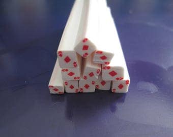 card fimo cane as 5x50mm tiles