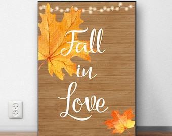 Fall Wall Decor fall in love print | etsy Fall Wall Decor fall in love print | etsy