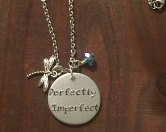 Perfectly Imperfect Necklace- Perfectly Imperfect Jewelry- Aluminum Jewelry- Hand Stamped Jewelry- Hand Stamped Necklace- Dragon Fly Jewelry