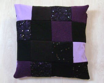 Black and purple patchwork Cushion cover