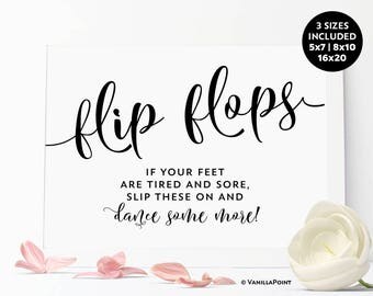 Wedding Flip Flops Sign, Printable Wedding Flip Flop Sign, Dance Floor Reception Sign, Flip Flops For Wedding Guests, Dancing Shoes Sign