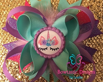 Unicorn Hair Bow, Unicorn Horn, Unicorn Birthday, Unicorn, Magical Hair Bow, Unicorn Headband, Unicorn Party, Alligator Clip, Unicorn Bows
