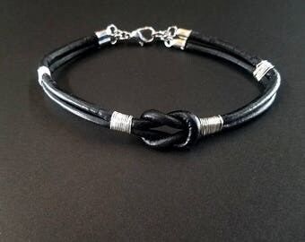 Black leather bracelet, leather bracelet, mens leather bracelet, mens bracelet, men gift, gift under 20, boyfriend gift, jewelry, husband