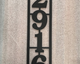 Vertical Metal House Number with 4 Numbers and Border / Metal Address Sign / Address Numbers / Mailbox Sign