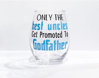 Uncle Godfather Glass/ christening gift/ godparents glass/ baptism gift/ godfather gift/ godfather glass