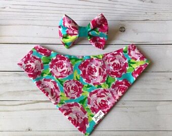 Rosie Posie Dog Bandana | Dog Bow tie | Cat Bandana