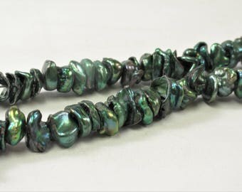 6-7 x 8-9mm Olive Green Keishi Roundelle Freshwater Pearl Beads Center Drilled Green Keishi Pearl Limited Edition Keishi Pearl (338-KGN0609)