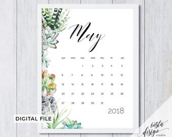 May 2018 printable pregnancy baby announcement calendar social