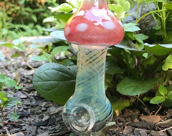 Mushroom Glass Smoking Pipe - 4" Glass Art Spoon, Smoking Bowl 8