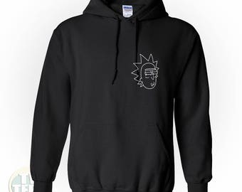 Rick Sanchez Pocket Rick And Morty Hoodie Sweater in Black and White