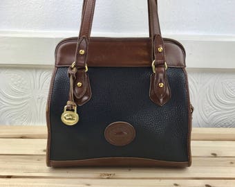 Dooney & Bourke Pebbled Leather Brown Shoulder Bag Zip Top Tote Bag