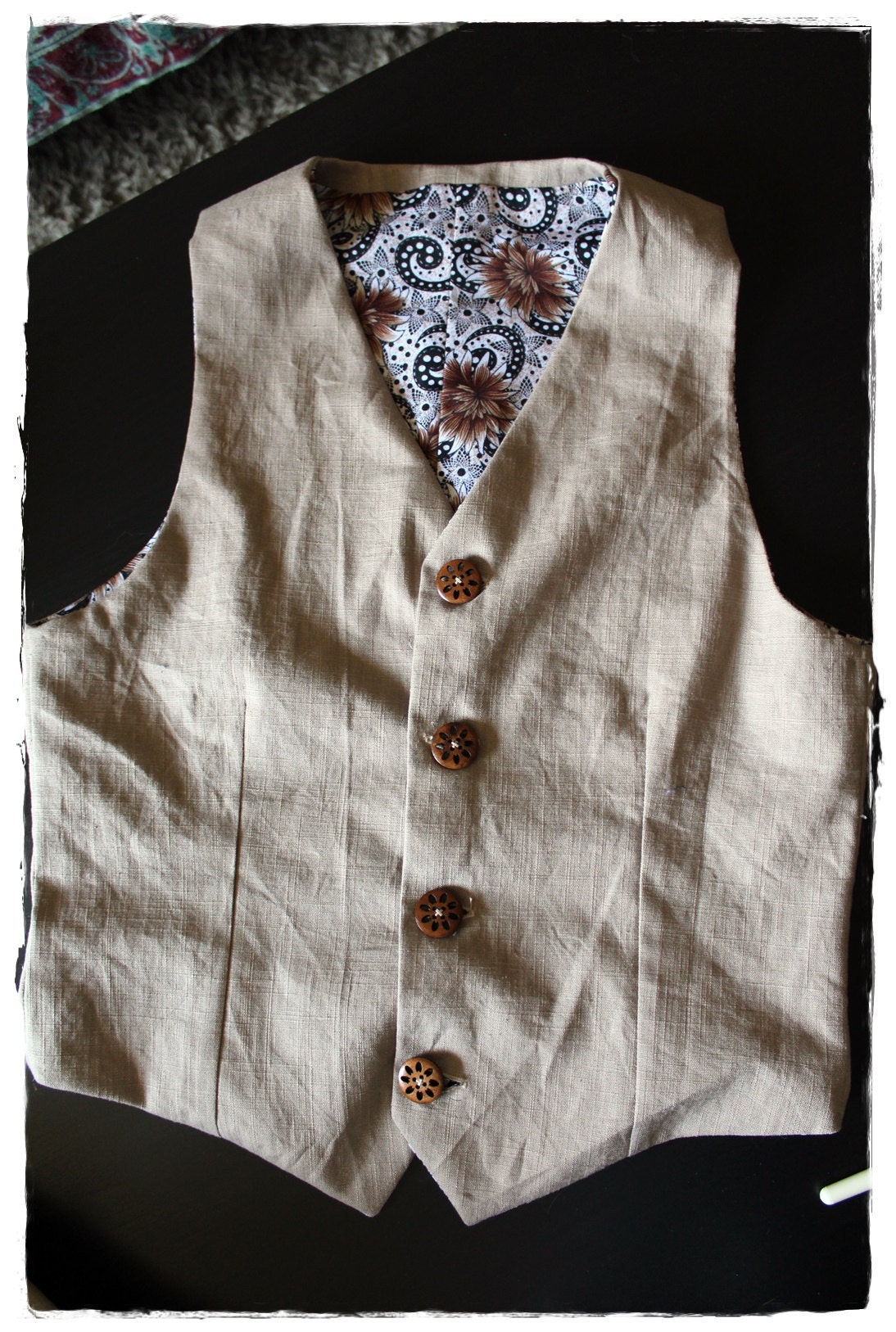 Costume homme en lin, le gilet - Mens costume in linen, waistcoat