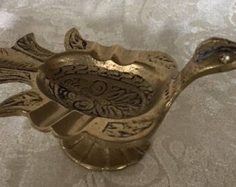Vintage Brass Bird Ash Tray or Ring Dish