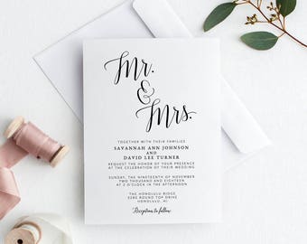 Wedding Invitation Template | Mr. and Mrs. Printable Wedding Invitation | DIY Wedding Invitation | Wedding Template | Savannah Collection