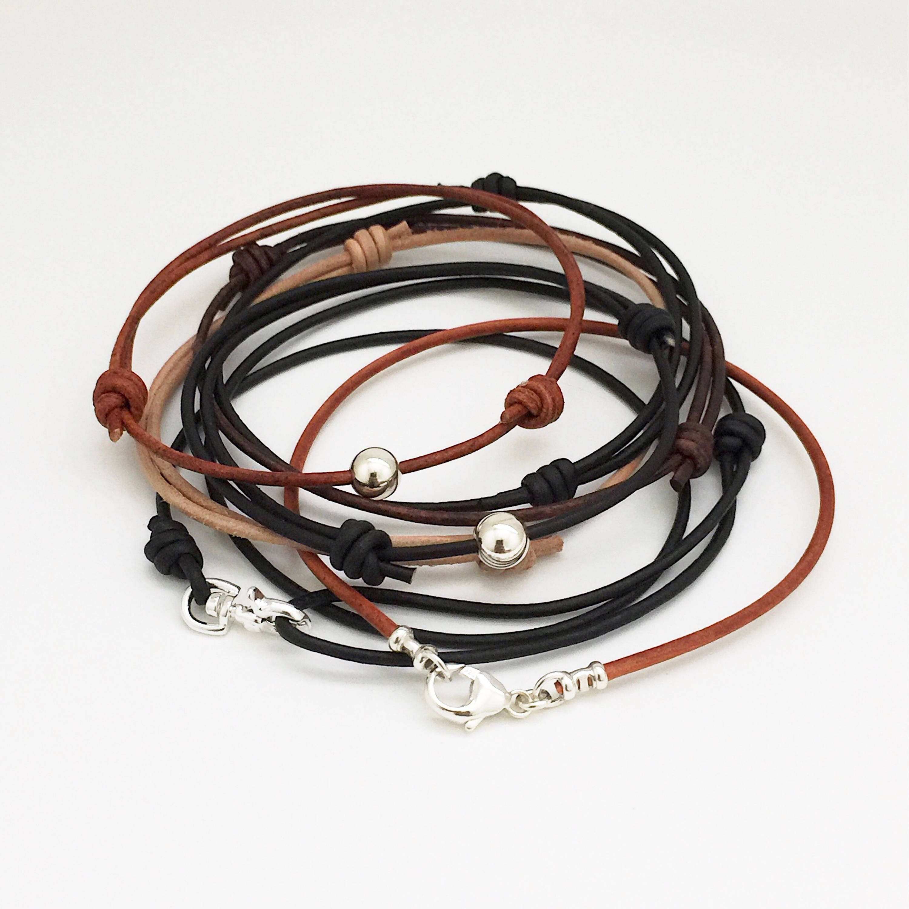 Leather cord bracelets Thin Leather bracelet Mens Bracelet