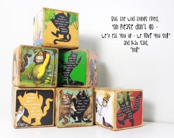 Wild One Wooden Blocks, Where The Wild Things Are Baby Blocks, Max's Crown, Personalised Nursery Decor, Wild Rumpus Starts!