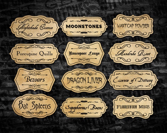 Printable Potion Ingredient Labels Magic Potion Ingredient