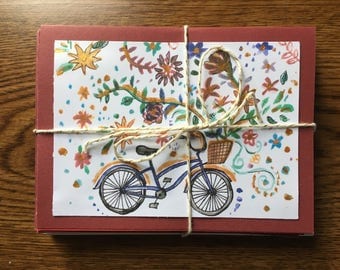 Set of 10 Bicycle Greeting Cards with Envelopes