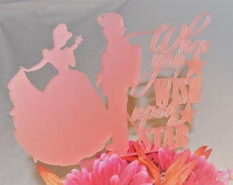 When You Wish Upon A Star | Cinderella and Fireman | Custom Cake Topper | Wedding | Bridal Shower | Engagement Party | Love | Acrylic |