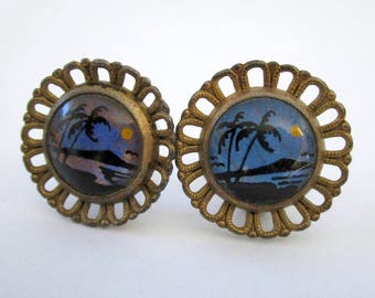 Butterfly wing earrings, tropical scene earrings