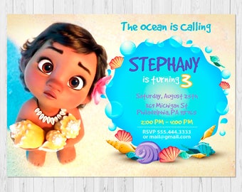 Baby moana invitation | Etsy