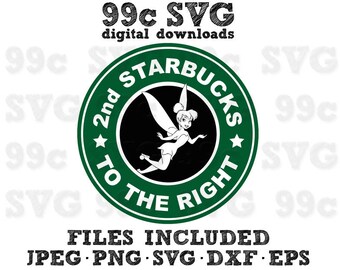 Tinkerbell Starbucks Inspired SVG DXF Png Vector Cut File Cricut Design Silhouette Vinyl Decal Disney Party Stencil Template Heat Transfer
