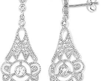 Silver Earrings With Cubic Zirconia (ez631)