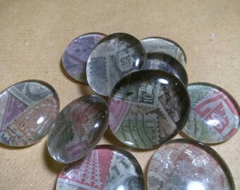 10 Vintage stamp glass magnets