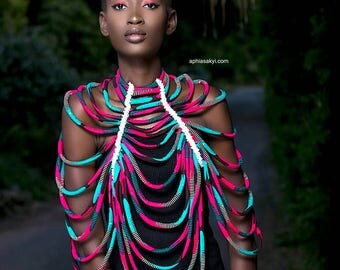 Ankara necklace,rope necklace,African necklace,African jewelry,Ankara jewelry ,African prints,African wax,body jewelry,accessories,jewelry