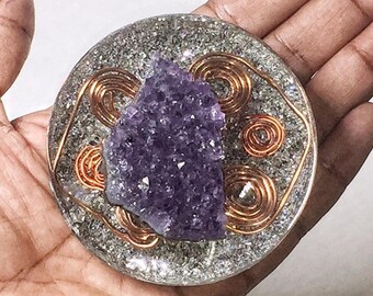 Amethyst and Aqua Aura Crystals with Copper and other metal
