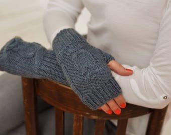 Knitted warm fingerless gloves Knit gloves Warm mittens Womens fingerless Mittens wool Muffs knit Fingerless mittens Handmade mittens winter