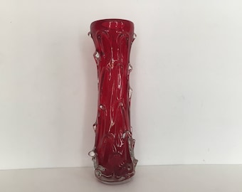 Vintage murano glass vase Red