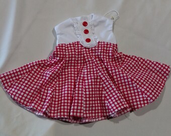 American Girl Doll Clothes, White and Red Flared Dress