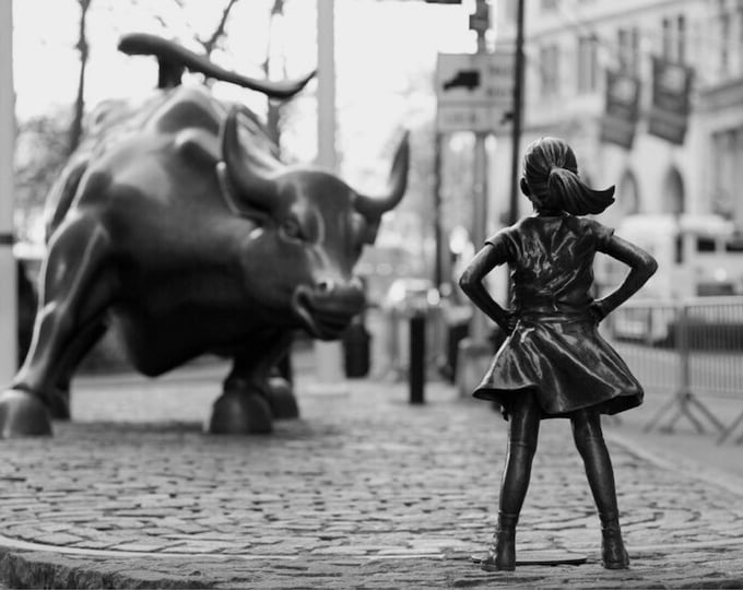 Fearless Girl Statue Framed,Wall Street, New York Framed Photography, Black and White Print, NYC, Girl Power, Girls Room Decor, Wall decor