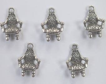 LOT 5 metal CHARMS: Chair 17mm