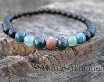 Bracelet rosewood, stones of apatite, jade and onyx Ref: BN-142