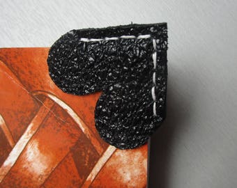Set of 2 bookmarks in black leather