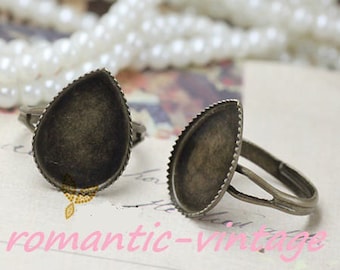 5 rings adjustable stand bronze form drop 25 * 18mm cabochon