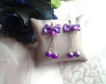 Dangling bow and Pearl Earrings