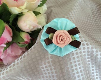 Flower 6 cm turquoise silk organza