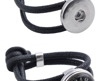 Leather Bracelet, wide inner ± 19cm (for Extra Large snaps)