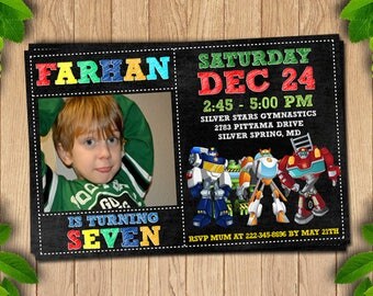 Rescue Bots Invitation, Rescue bots birthday invitation, Rescue bots party invitation,