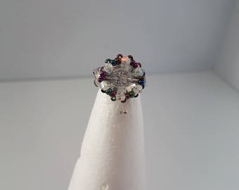 Bohemian 3 beads and swarovski crystal ring