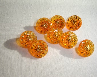 10 buttons ORANGE & gold / / 13 mm / / sweater vest