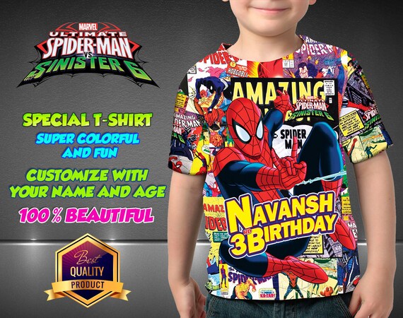 Download Spider Man Birthday Shirt Spiderman Custom Shirt Personalized