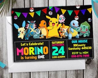 Pokemon Invitation, Pokemon Birthday, Pokemon Birthday Invitation, Pikachu, Pokemon Party, Pokemon Birthday Theme, Pokemon Printable Invite