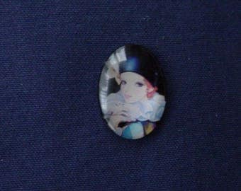 Cabochon glass 40 x 30 mm woman with Dove