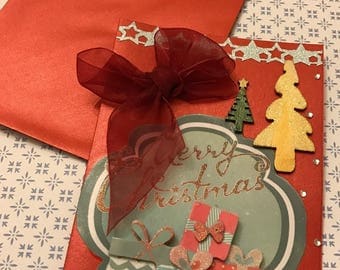 Christmas 3 D, merry christmas and gifts, red card
