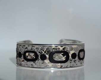 BRACELET LEATHER REPTILE GALVANIZES METAL SILVER