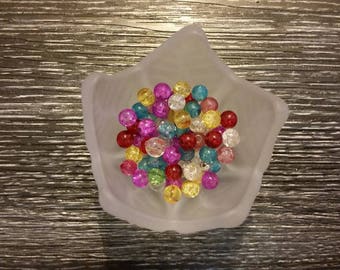 set 5 6 mm - random color Crackle glass bead